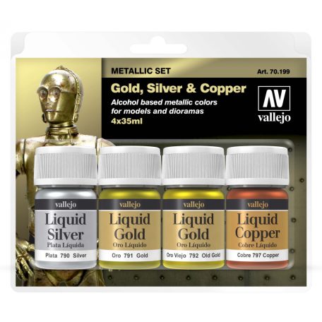 70199 Liquid Gold - Gold, Silver & Copper Paint set