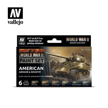 70203 Model Color - WWII American Armour & Infantry Paint set