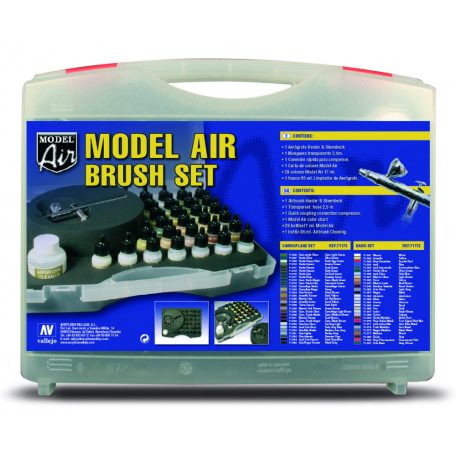 71172 Model Air - Basic Color Case & Airbrush (29) Paint set