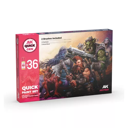 QUICK PAINT SET-36 QUICK GEN COLORS (+2 FREE BRUSHES)