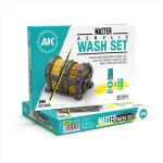 AK Interactive Master Acrylic Wash Set – 18 színű árnyékoló festékkészlet