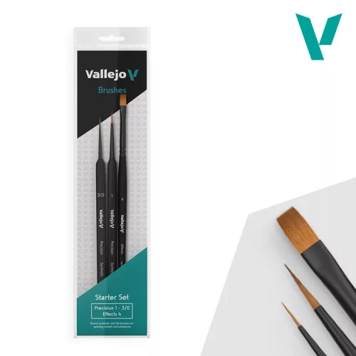 Starter Set (Round No.1 & 3/0 Triangular Handle, Flat No.4, synthetics)