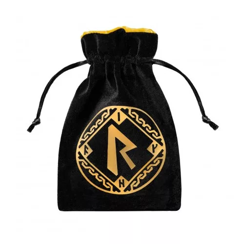Runic Black & golden Velour Dice Bag