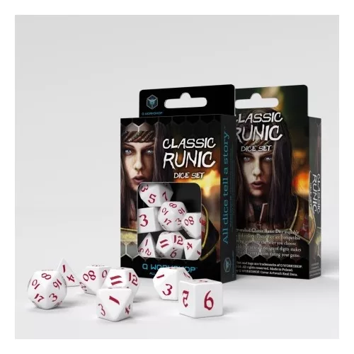 Classic Runic White & red Dice Set (7)
