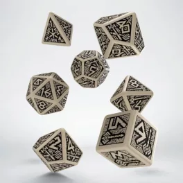 Dwarven Beige & black Dice Set (7)
