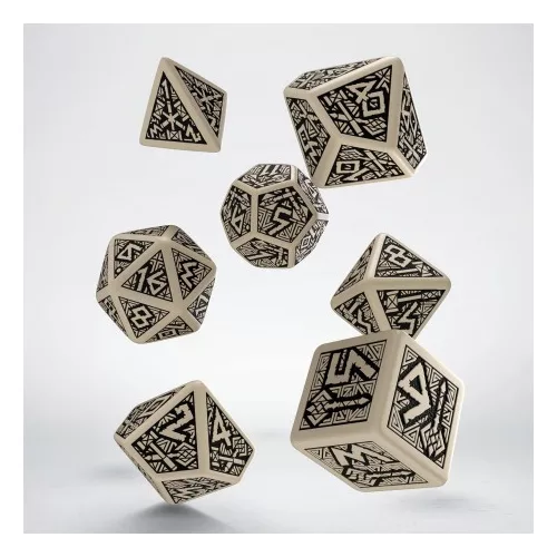 Dwarven Beige & black Dice Set (7)