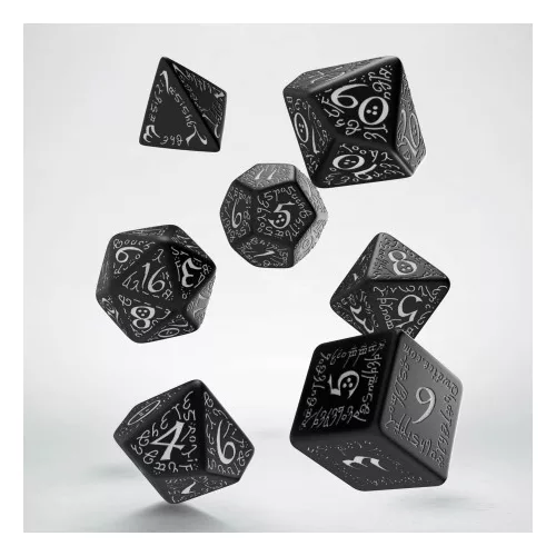 Elvish Black & white Dice Set (7)