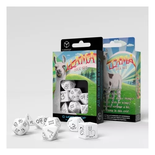 Bright Llama Dice Set (White & black)