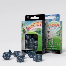 Shimmering Llama Dice Set (Glittering dark blue & white)