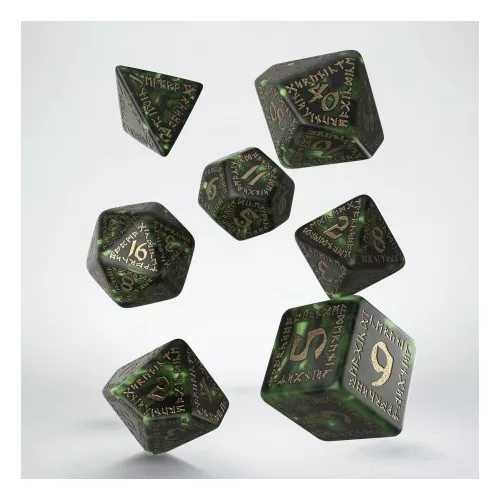 Runic Bottle-green & gold Dice Set 