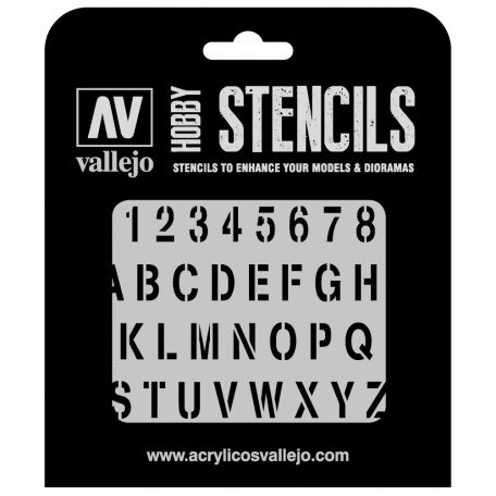 ST-LET002 Vallejo Stencils - Stamp Font