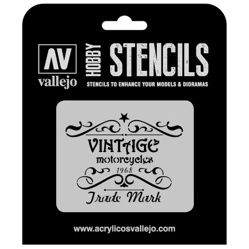ST-LET005 Vallejo Stencils - Vintage Motorcycles Sign