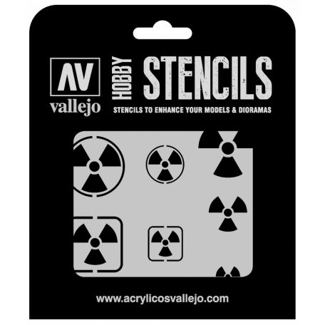 ST-SF005 Vallejo Stencils - Radioactivity Signs