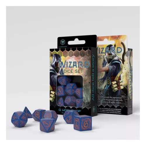 Wizard Dark-blue & orange Dice Set (7)